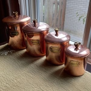 Vintage set of 4 Copper Canisters